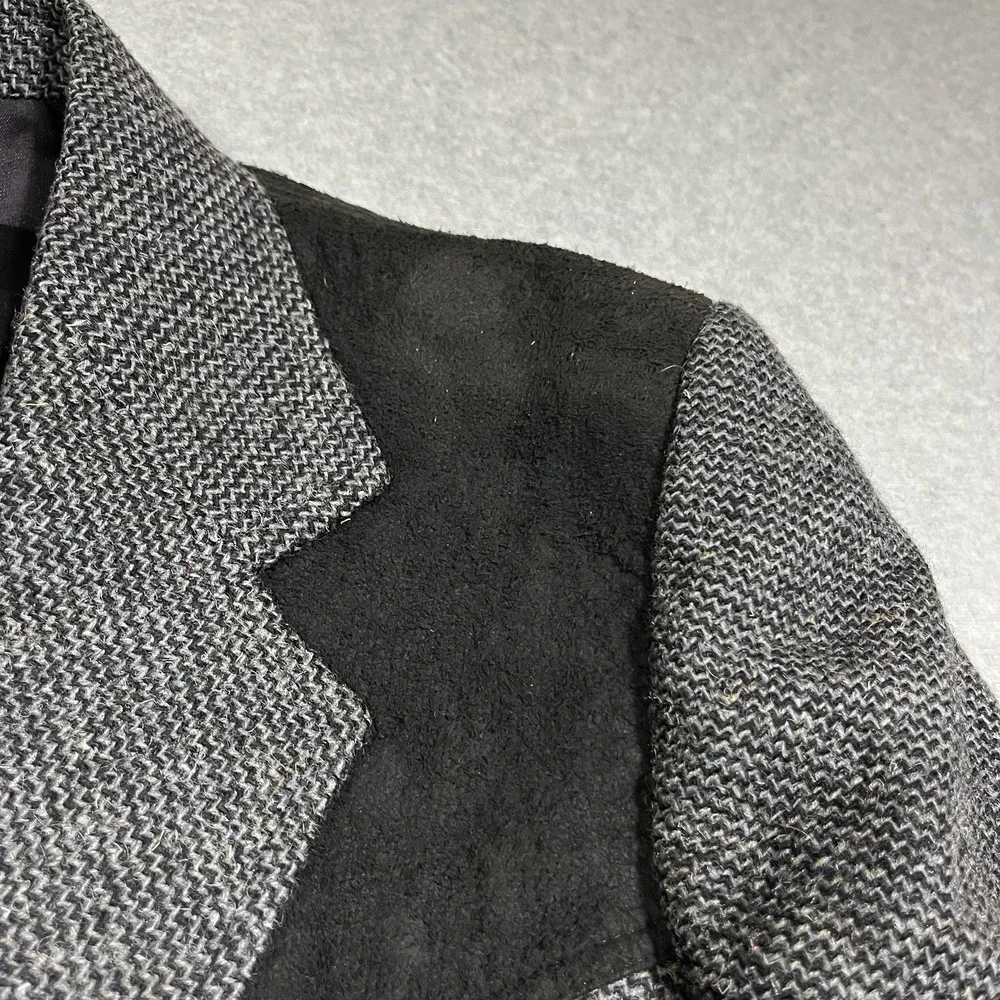 Vintage Pendleton Blazer Mens 42 Long Gray Button Micro Herringbone Wool Suede